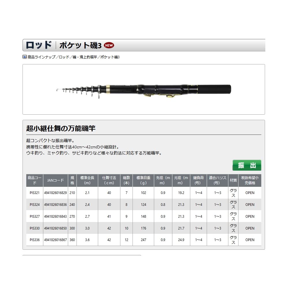 Amazon | OGK(オージーケー) PIS321 ポケット磯3 210 | 大阪漁具(OGK