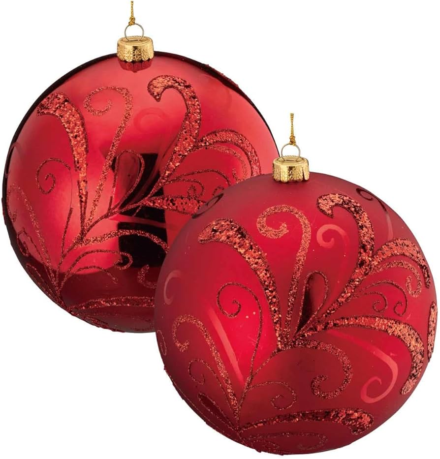 Amazon | 【3個セット】15cmクリスマスオーナメントボール レッド