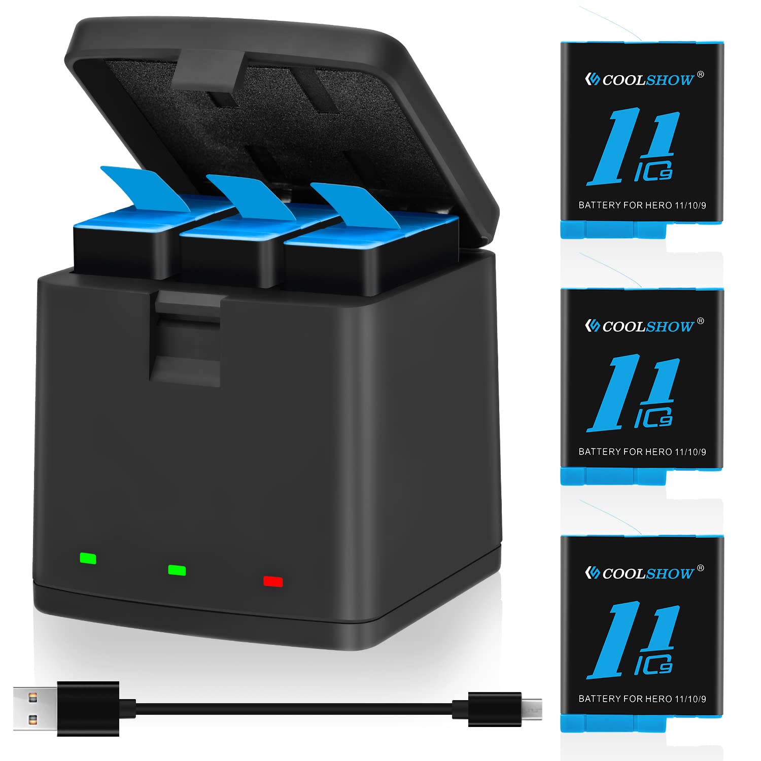 Amazon | COOLSHOW GoPro Hero 12/Hero 11 バッテリー Hero 10/Hero 9