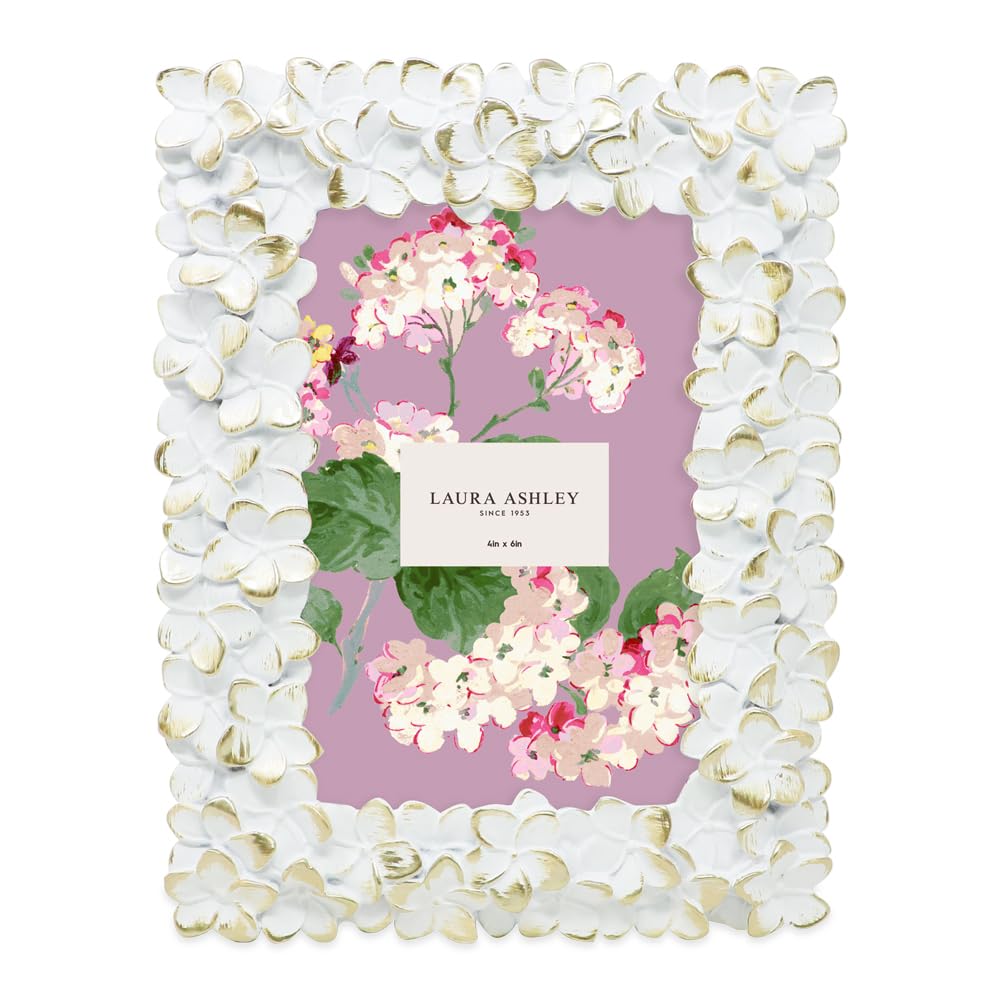 Amazon.com - Laura Ashley 4x6 White & Gold Flower Textured Hand