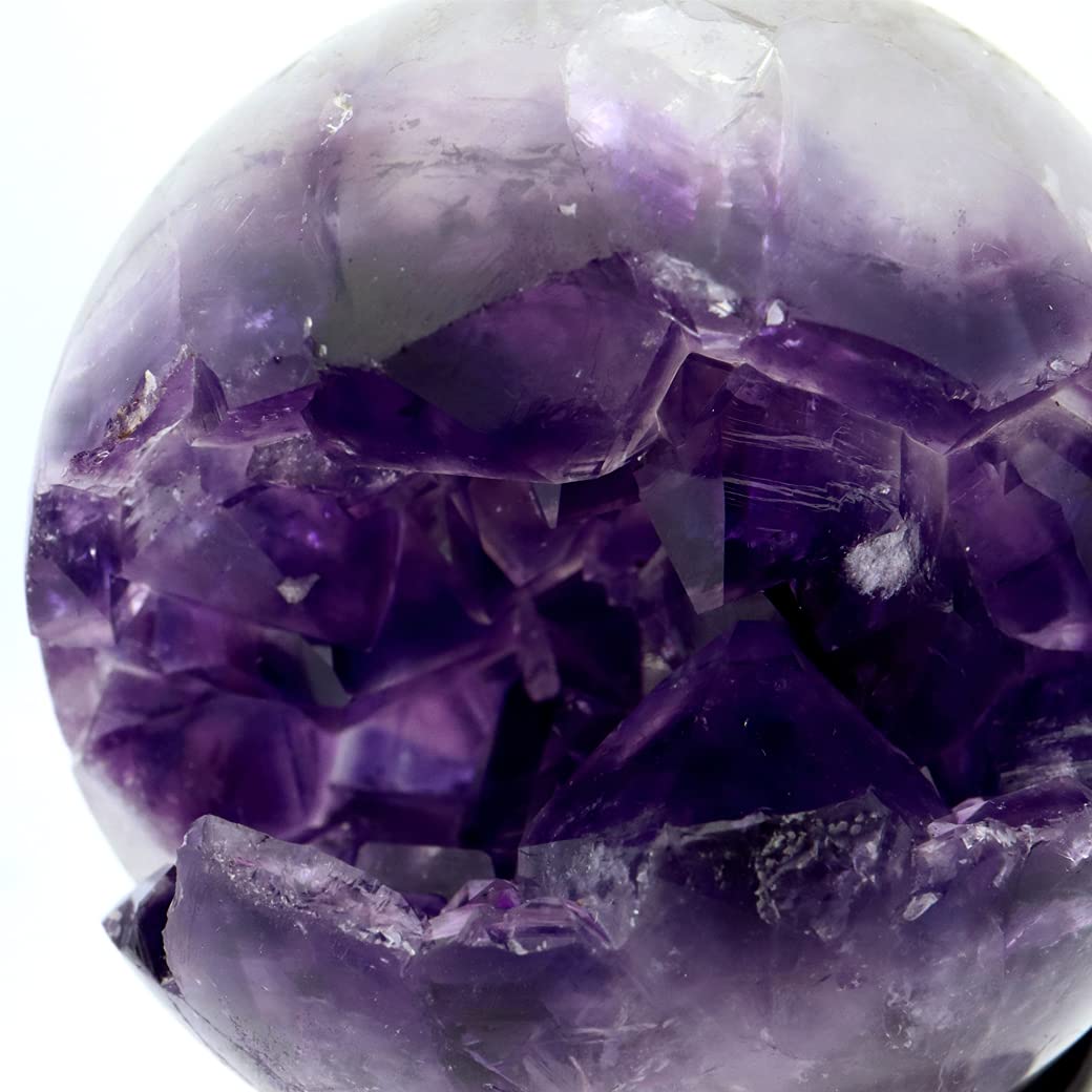 アメジスト 白い 丸玉 口笑原石 99ミリ 大きい 台座付き ② 【公式通販】