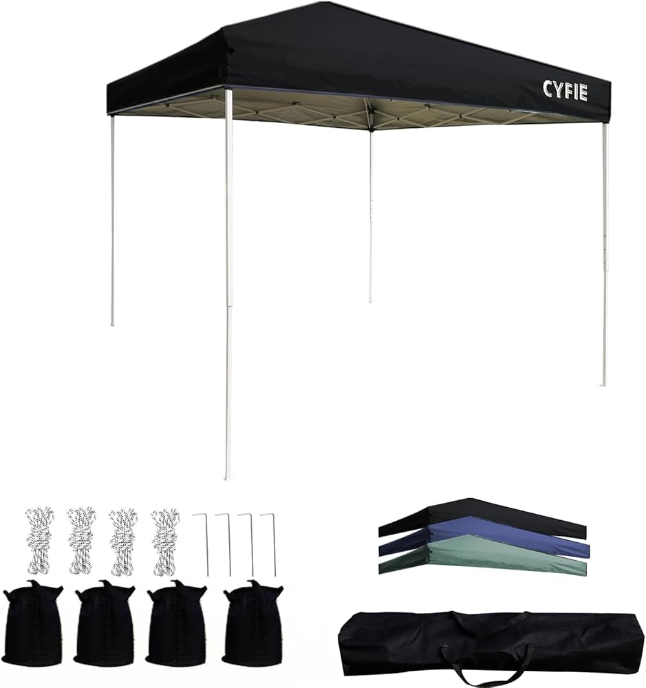 Amazon | CYFIE タープテント 2m×2m ワンタッチ 3段階調節 ワンタッチ