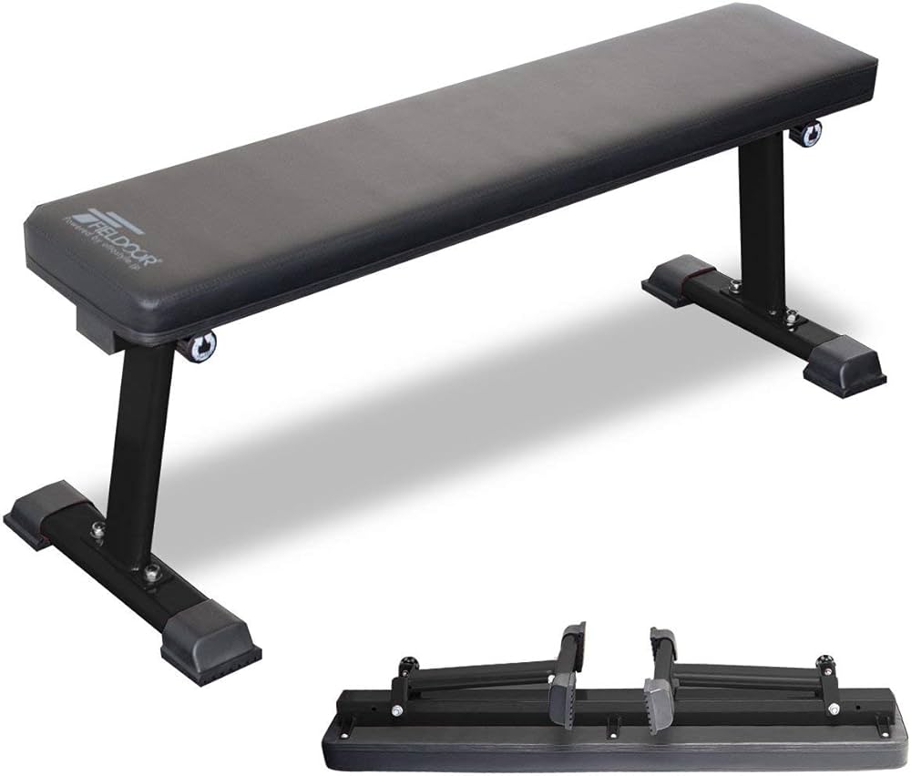 Amazon | FIELDOOR 折りたたみフラットベンチ【ブラック】 ダンベル