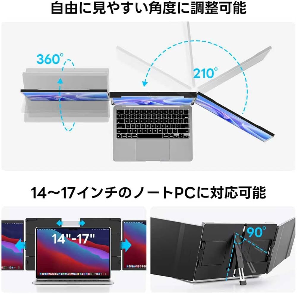 Amazon.co.jp: 【Dopesplay新型モデル】デュアルモニター 360°回転 14