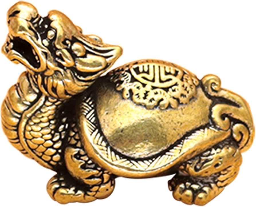 Amazon.co.jp: 吉祥 龍亀 ミニ置物 真鍮 銅製 ミニ龍亀の置き物