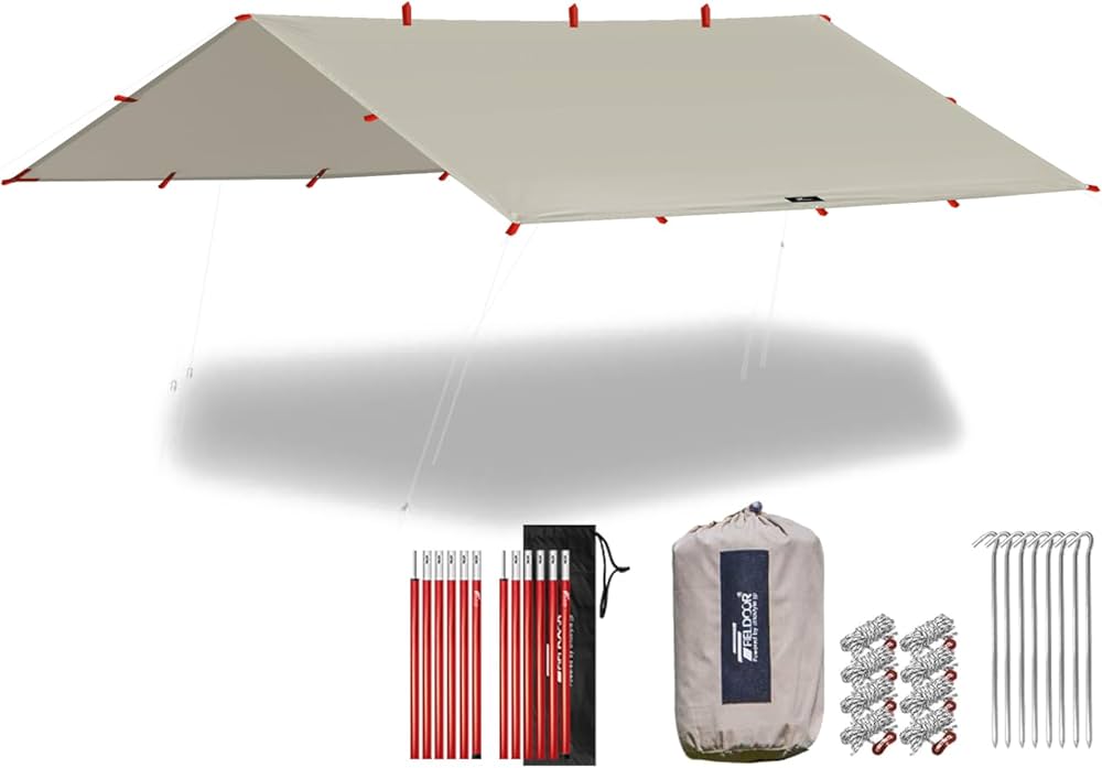 Amazon | FIELDOOR スクエアタープ Sサイズ 280×280cm 【T/C 難燃性