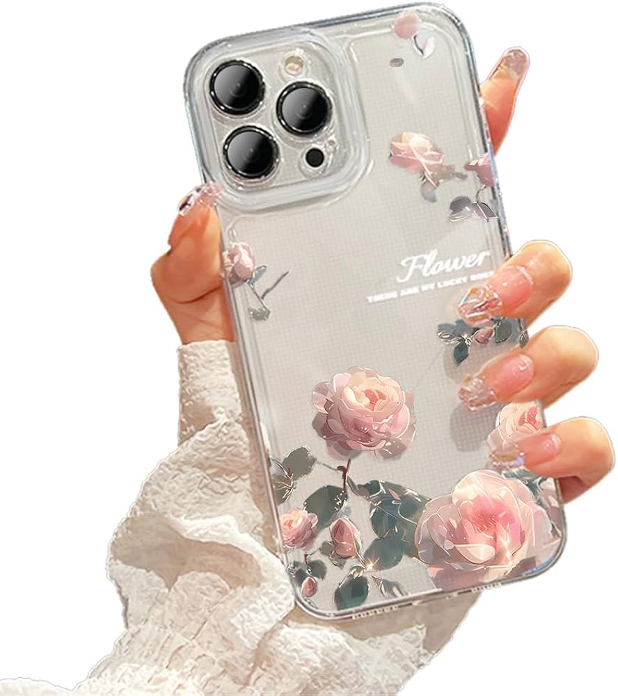 Amazon.co.jp: KeKeYou iPhone 16 Pro 用 ケース クリア 可愛い バラ本