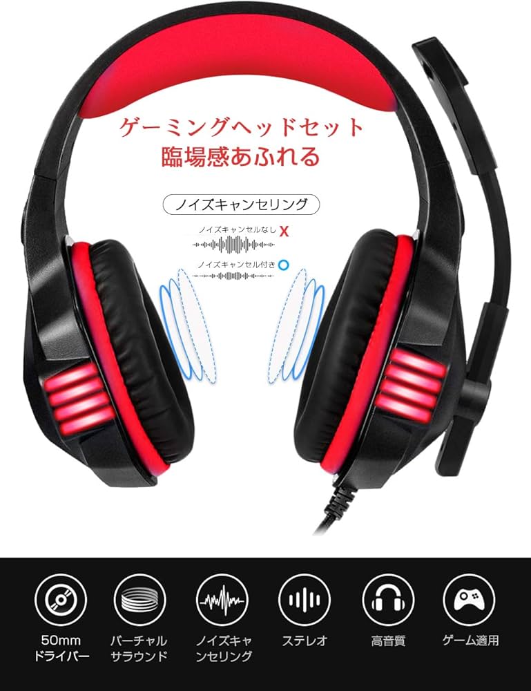 Amazon.co.jp: Hunterspider ゲーミングヘッドセット ps4 重低音強化