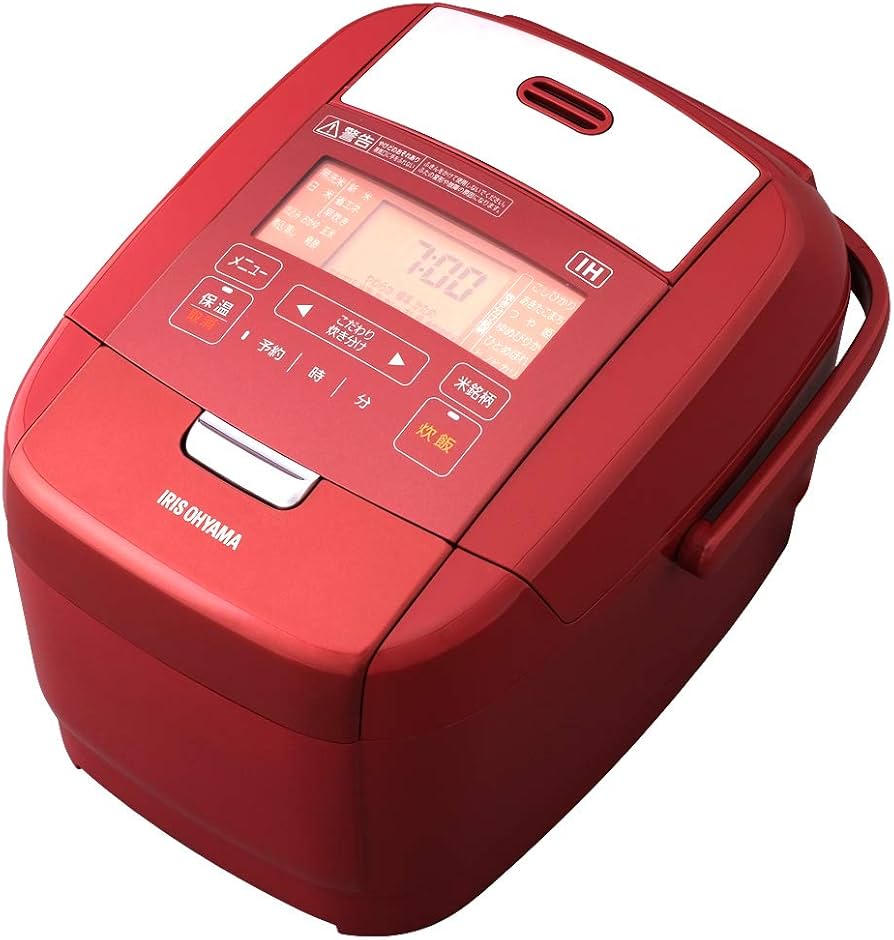 Amazon | アイリスオーヤマ 炊飯器 IH式 3合 メタリックレッド 銘柄