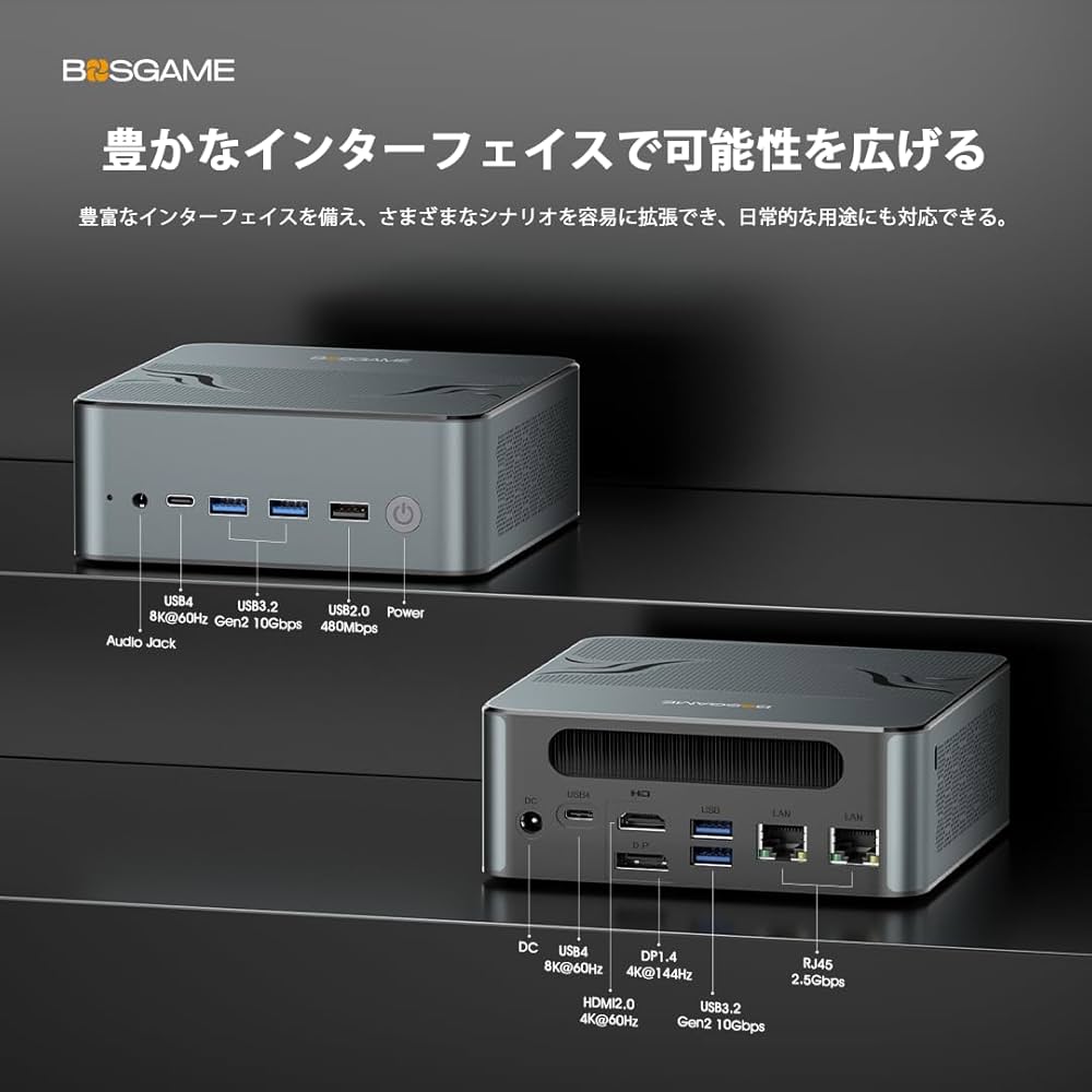 Amazon.co.jp: BOSGAME ミニPC Ryzen7 7840HS 32GB DDR5 1TB M.2 NVME