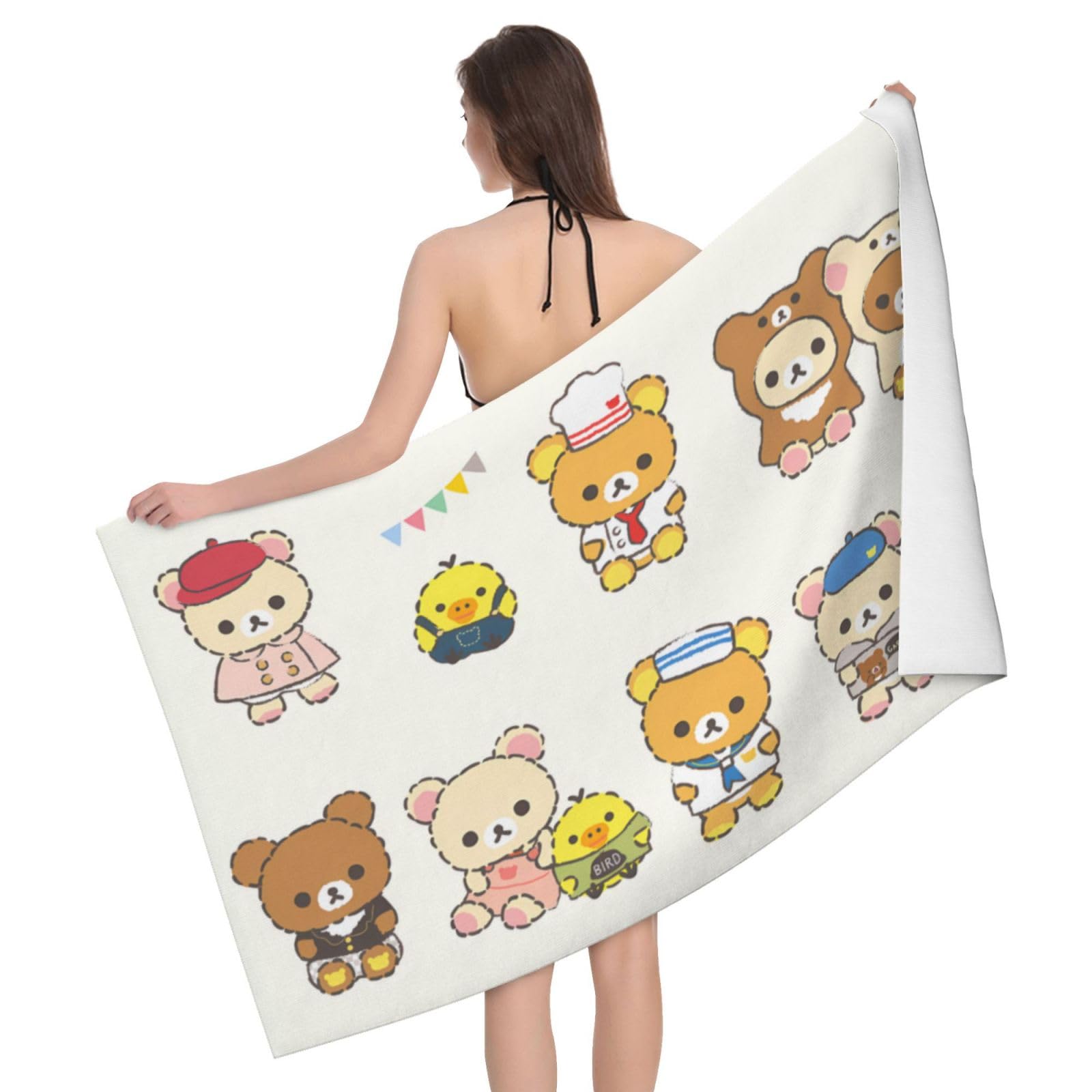 Amazon｜Jtdishi リラックマ バスタオル 吸水速乾 大判タオル ふわふわ