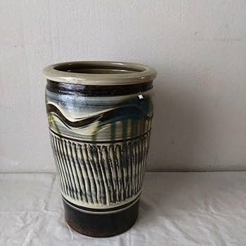 Amazon.co.jp: 小鹿田焼 傘立て 睡蓮鉢 メダカ鉢 小石原焼 刷毛目 飛び