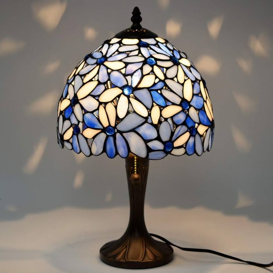 Amazon.co.jp : ステンドグラスランプ ハナハナ ブルー 間接照明