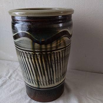 Amazon.co.jp: 小鹿田焼 傘立て 睡蓮鉢 メダカ鉢 小石原焼 刷毛目 飛び