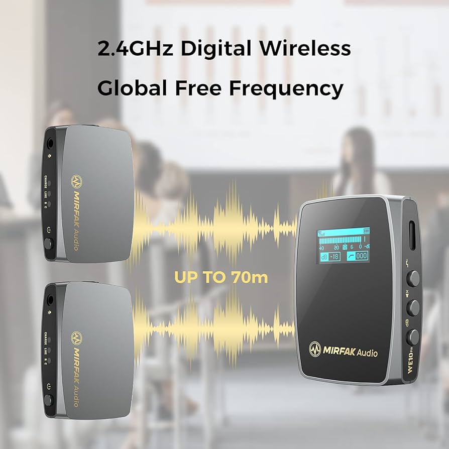 Amazon.com: MIRFAK WE10PRO 2.4GHz 雙通道無線麥克風系統,配有兩個夾
