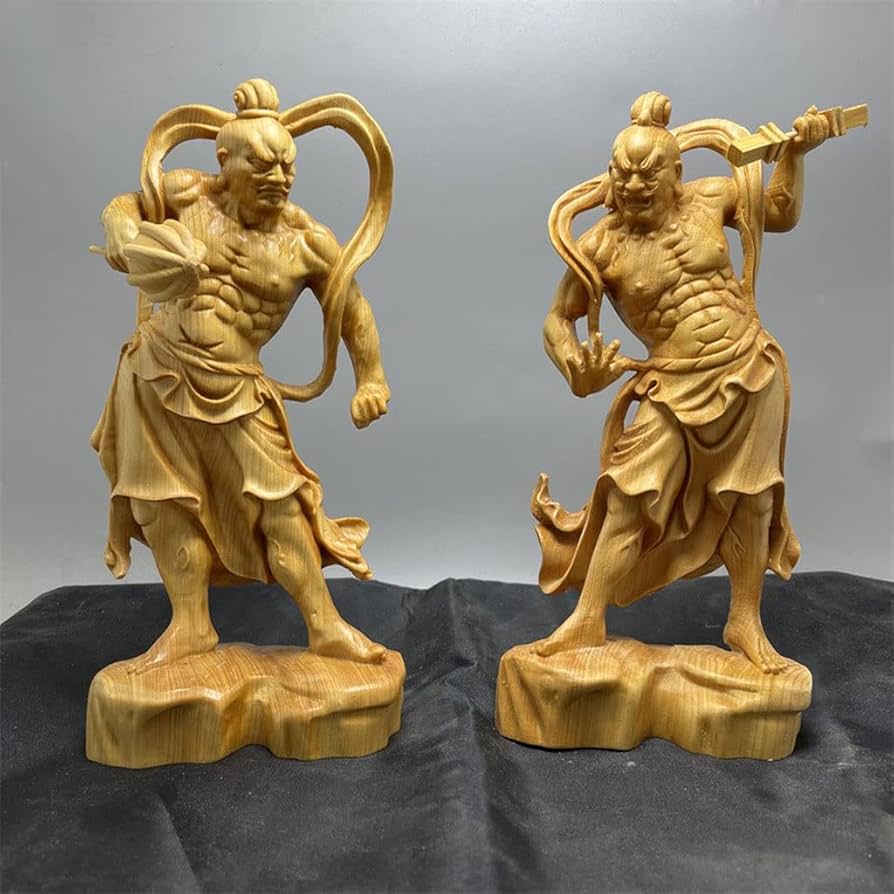 Amazon｜仏像 木彫り 金剛力士像 立像 二体一対 天然 崖柏木 仁王像