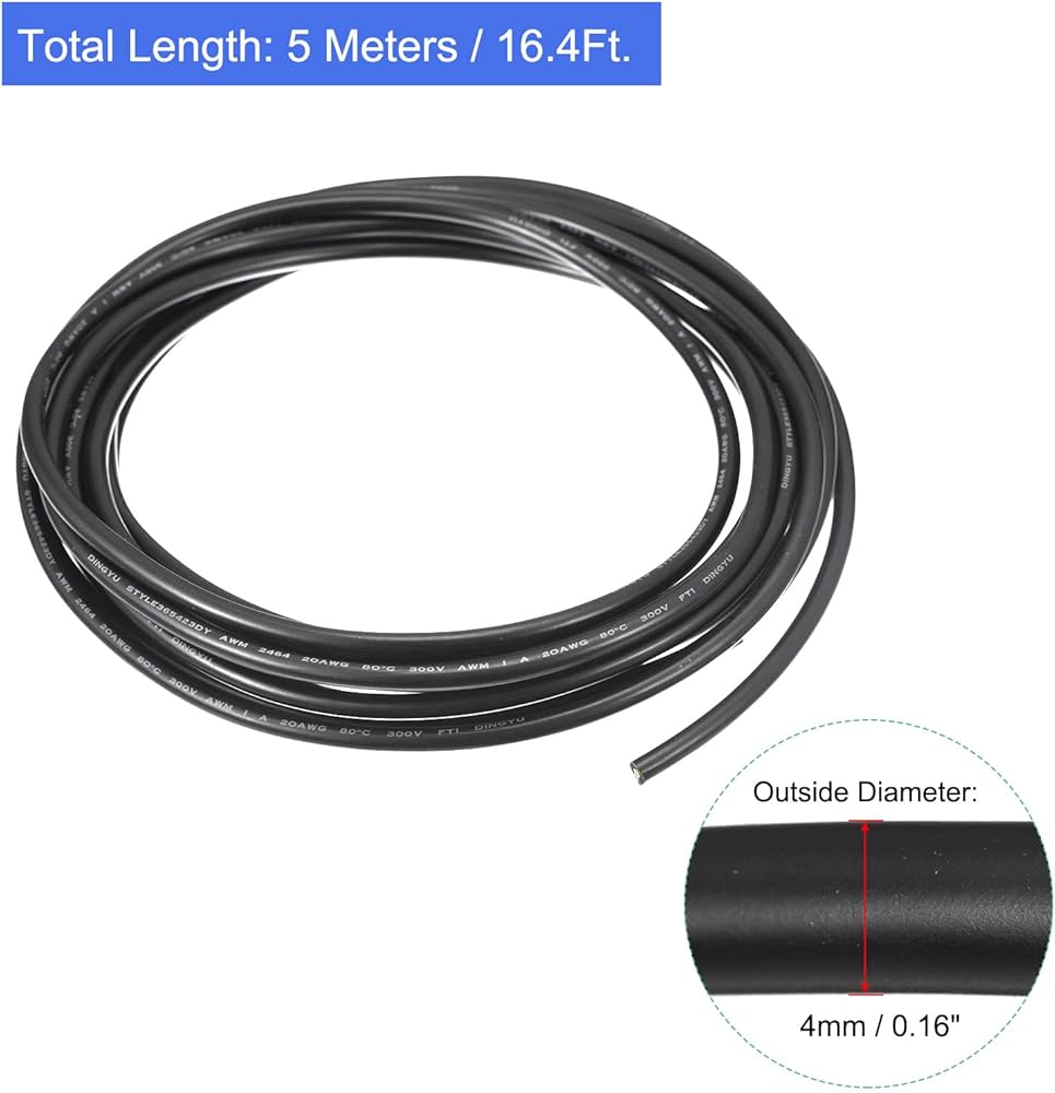 Amazon.co.jp: uxcell 電線ケーブル 24A WG電線 3芯 UL2464 錫メッキ銅