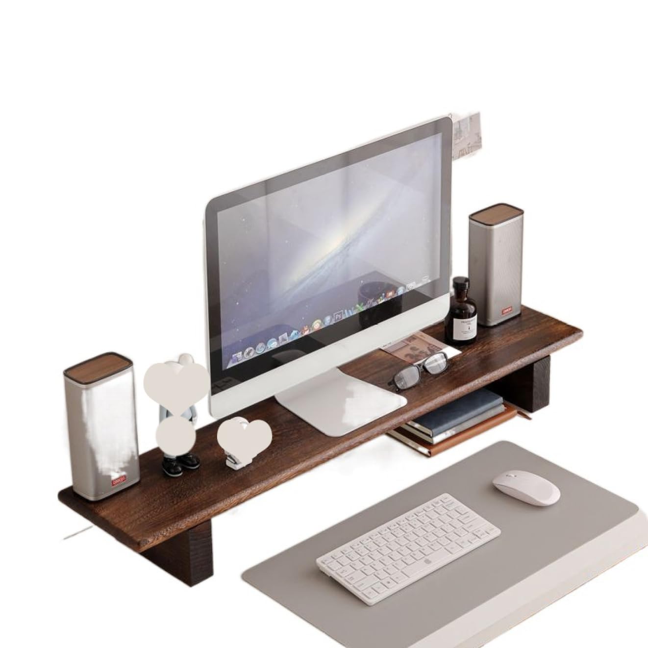 Amazon.co.jp: MJKQ9 モニター台 机上収納 木目（ブラウン） 机上 卓上