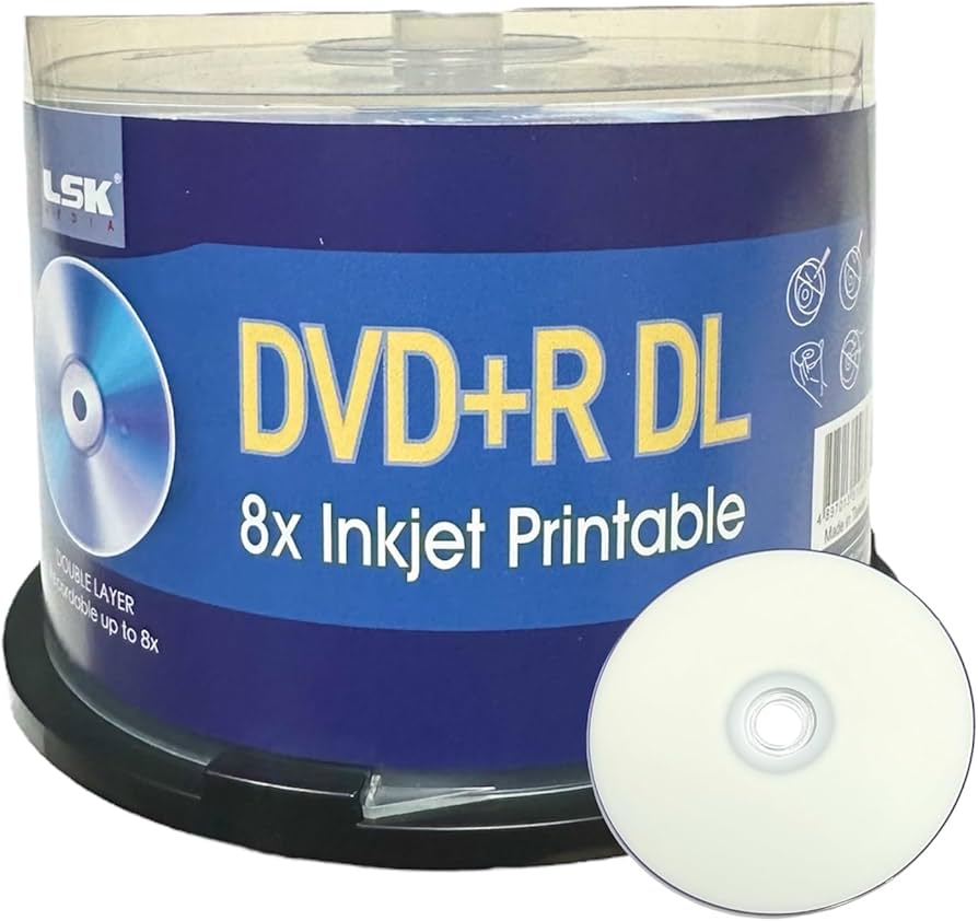 Amazon.com: DVD+R DL Double Layer 8X 8.5GB 240min Video, White