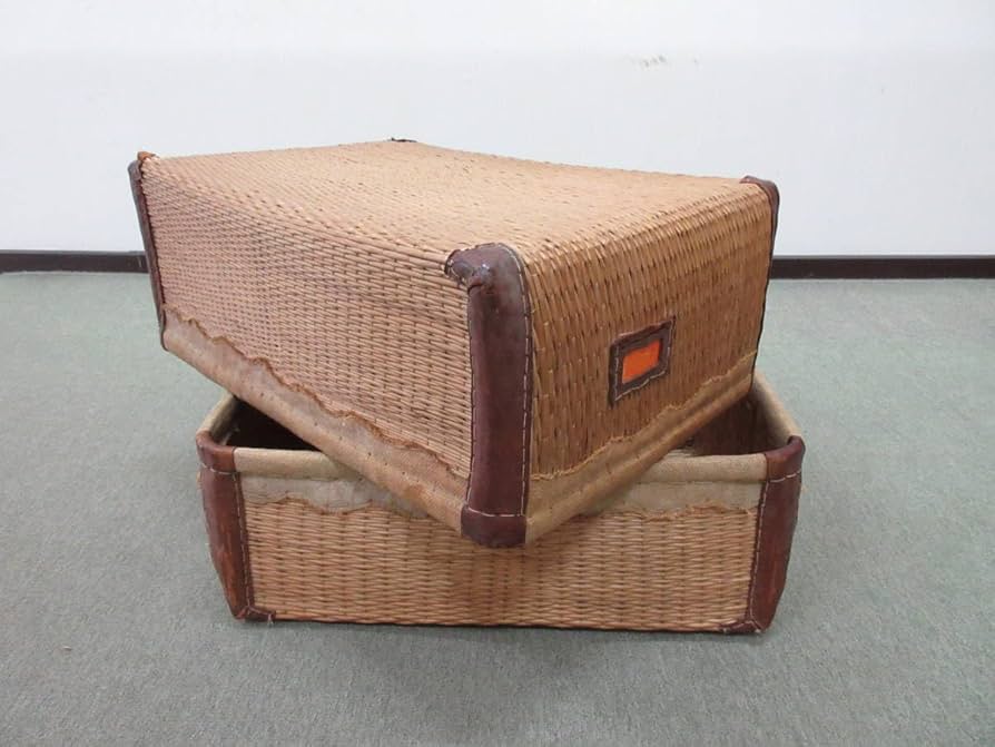 Amazon.co.jp: 昭和レトロ行李こおり柳行李アンティーク古民具収納衣装