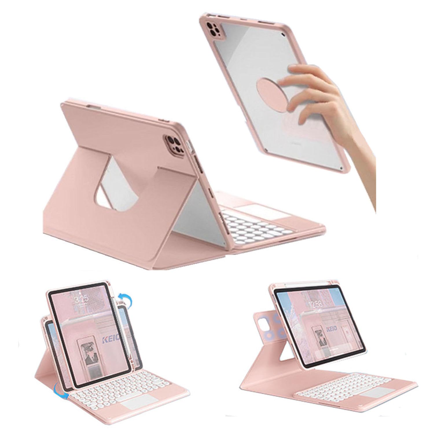 Amazon.co.jp: 360度回転式 iPad 10.2 キーボードケース タッチパッド
