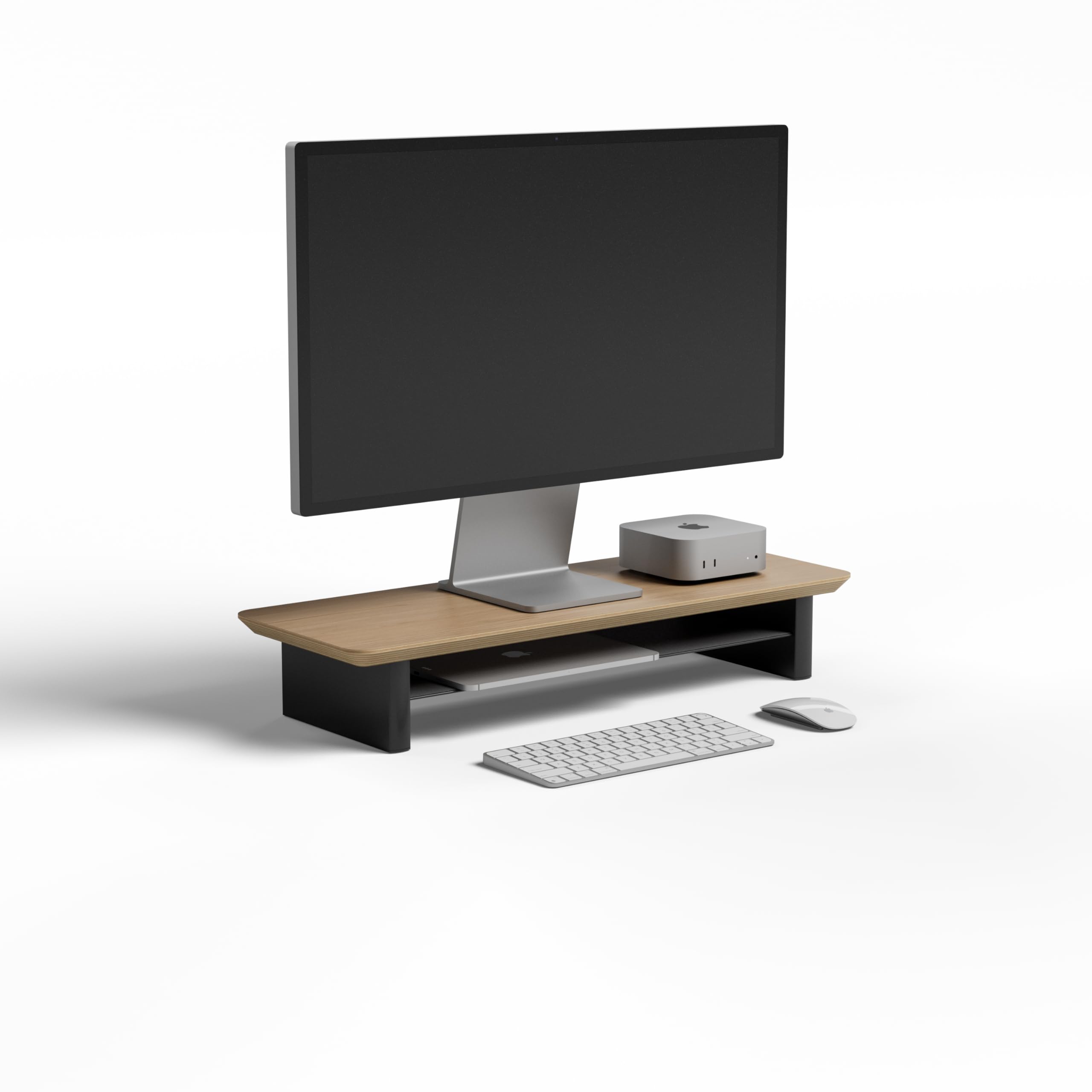 Amazon.co.jp: amesoba 木製 モニタースタンド 卓上 デスクシェルフ