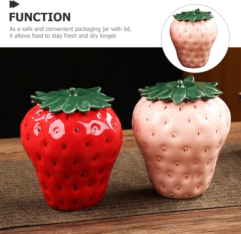 Amazon｜Healeved いちご 瓶 小 陶器 いちご ポット いちご 型