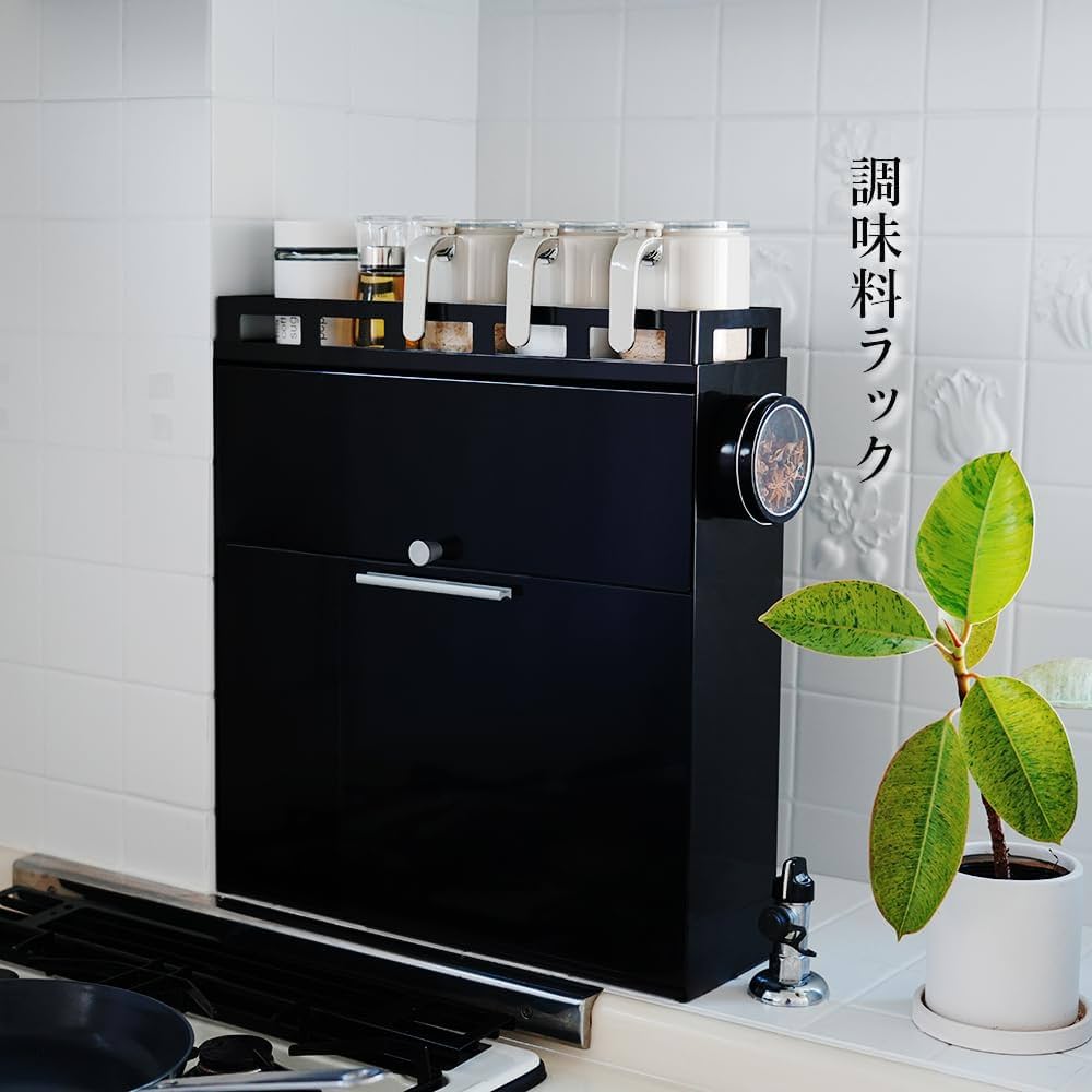 Amazon｜隠せる調味料ラック 前が開く フラップ式 キッチンラック