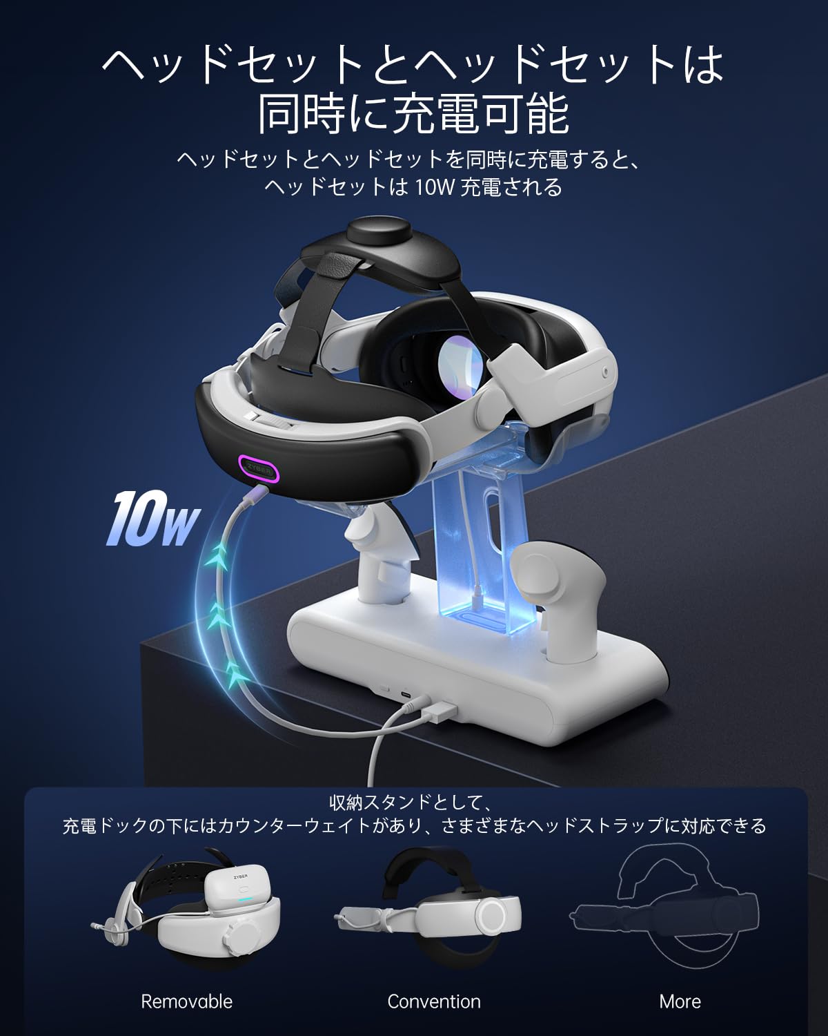 Amazon.co.jp: ZYBER 充電ドック Meta Quest3用の充電ドック 急速充電