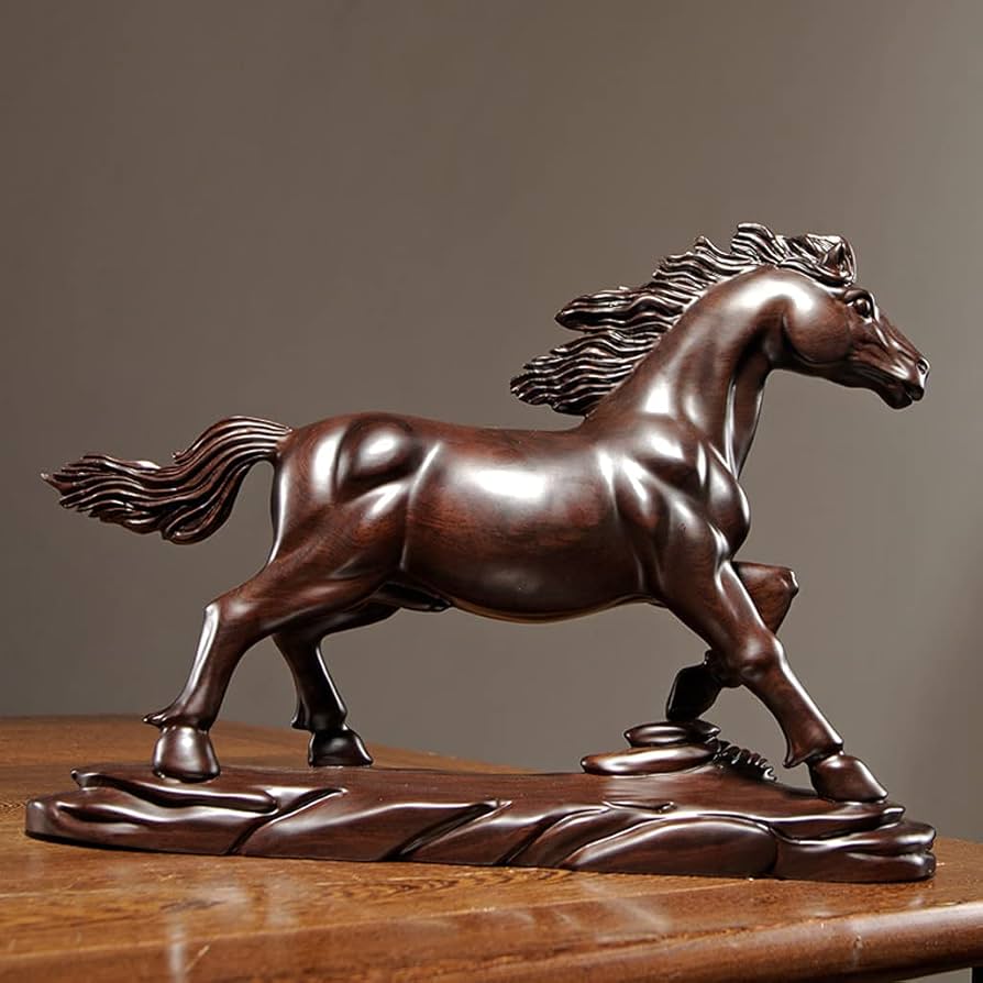 Amazon.co.jp: 置物 オブジェ 馬 高級天然黒檀木彫り 木製彫刻 工芸品