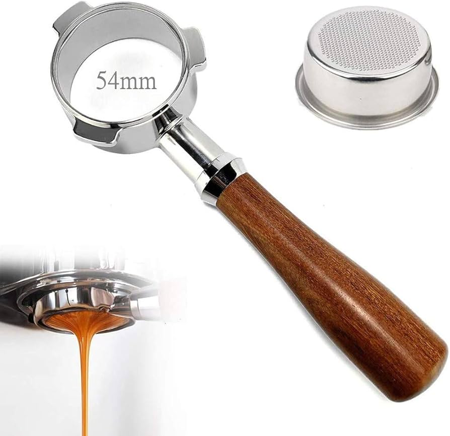 Amazon｜54MMエスプレッソボトムレスポルタフィルター、ステンレス