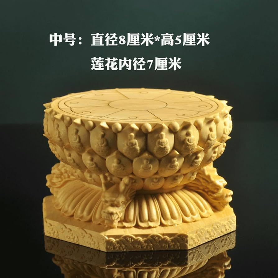 Amazon｜木彫り 六角仏像台 天然木製(柘植ツゲ) 小(高さ5cm×蓮の花内径
