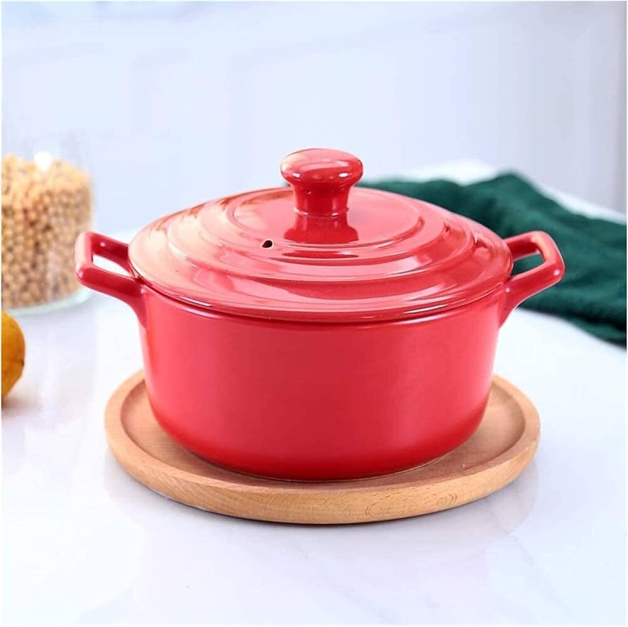 Amazon｜丸いセラミック鍋を調理するための土鍋耐熱土鍋蓋とハンドル鍋