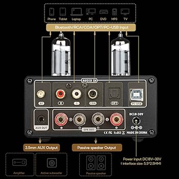 Amazon.co.jp: AIYIMA T9 Bluetooth 5.0 100W*2チューブアンプ 2.0