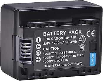 Amazon.com : Battery Pack for Canon VIXIA HF R300 R400 R500 HD