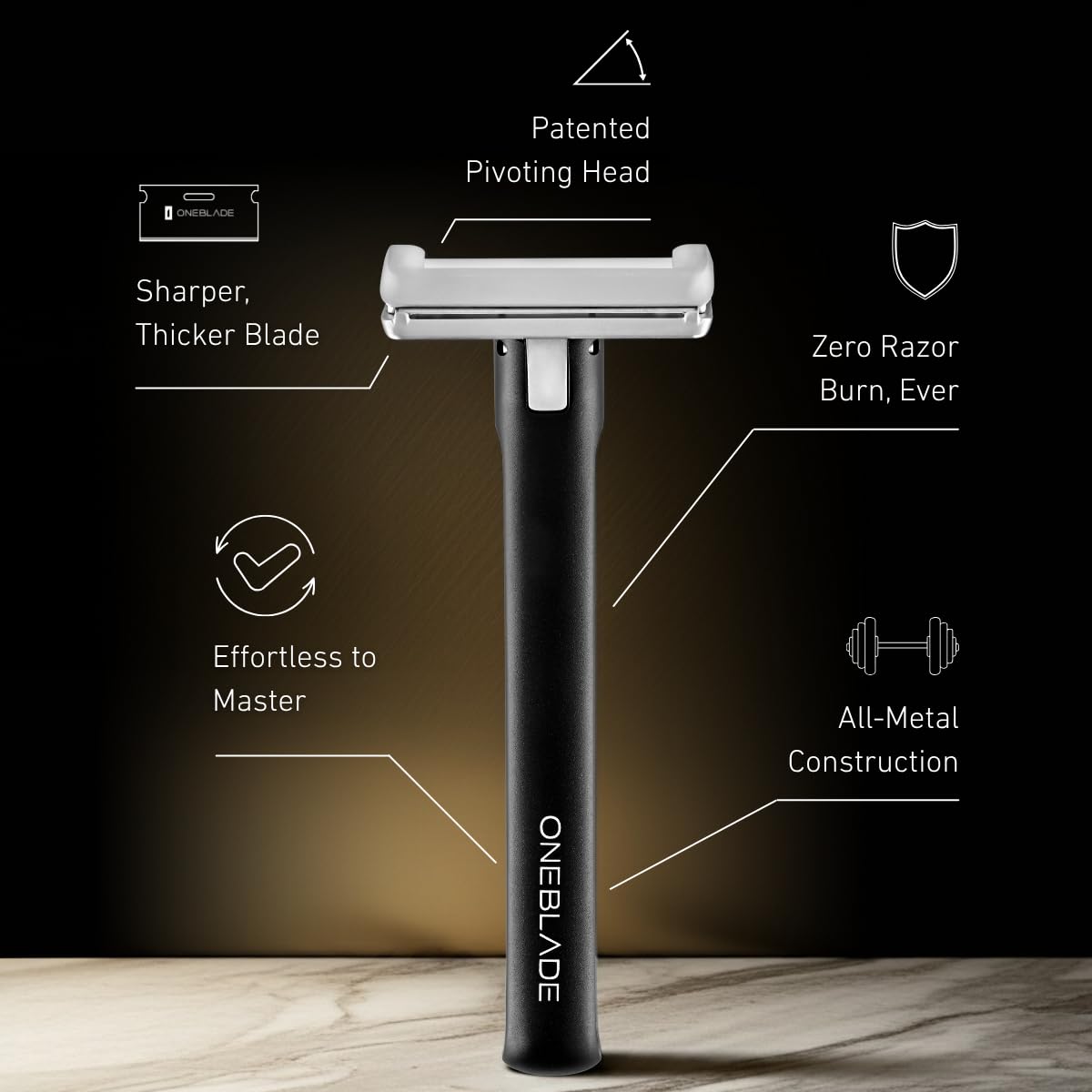 OneBlade ELEMENT Single-Blade Safety Razor, Classic Manual Shaving