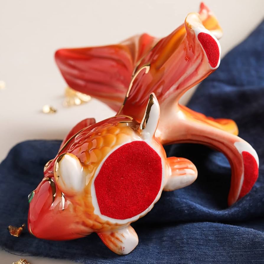 Amazon.co.jp: 魚の置物 陶製 車 家 玄関 装飾 鯉 風水置物 リアル