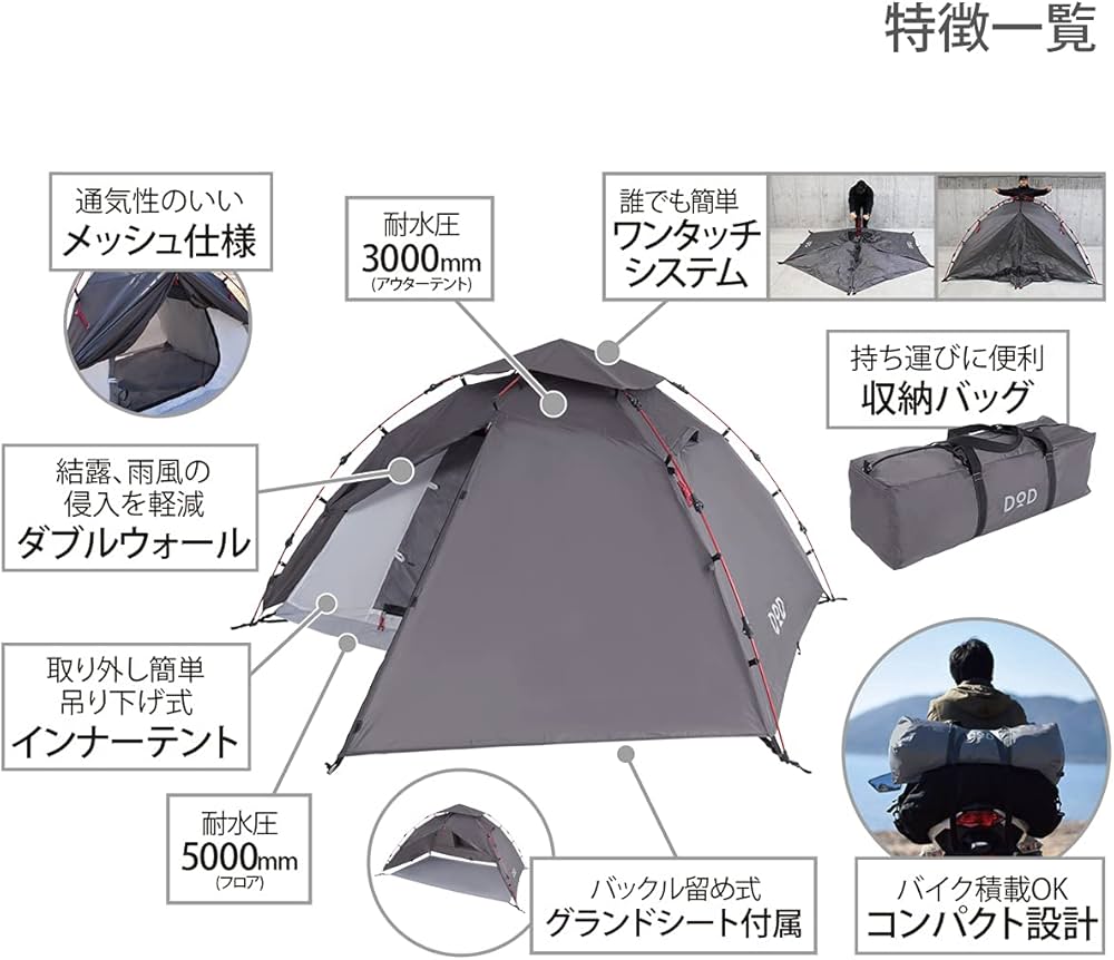 Amazon.co.jp: DOD(ディーオーディー) ライダーズワンタッチテント