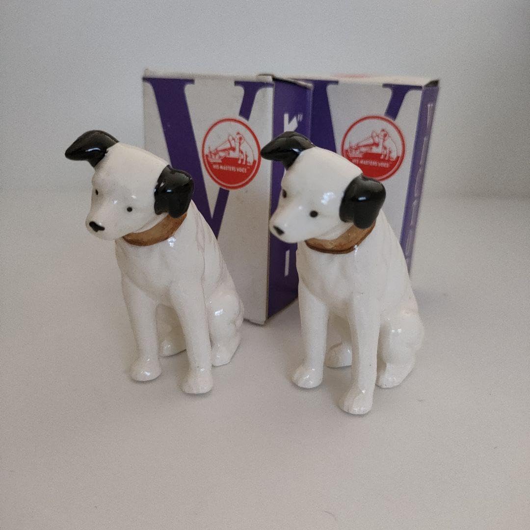 Amazon.co.jp: VICTOR ビクター ニッパー犬 陶器 置物 2個セット 6cm