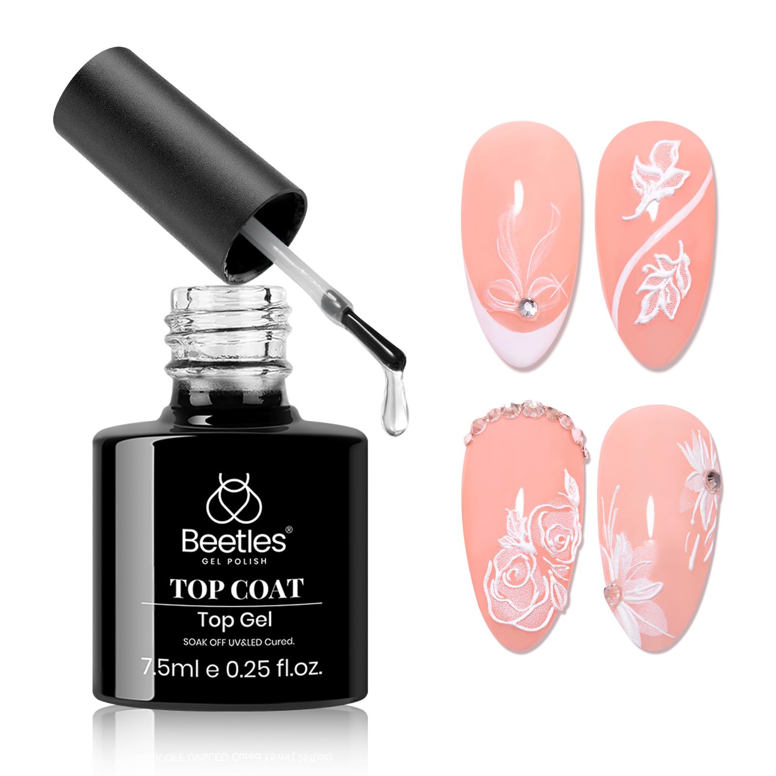 Amazon.com: Beetles Gel Top Coat With 6 Pcs Nail Stickers for Nail