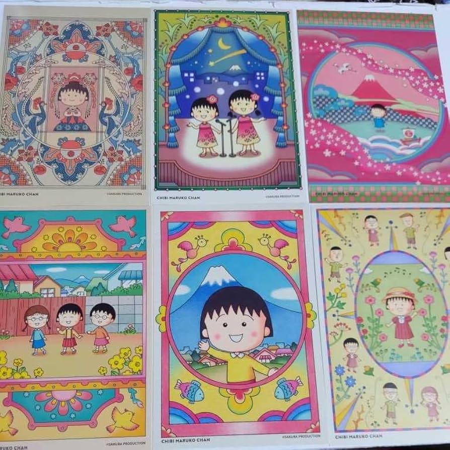 Amazon.co.jp: ちびまる子ちゃん ポストカード 6枚セット 本はつき