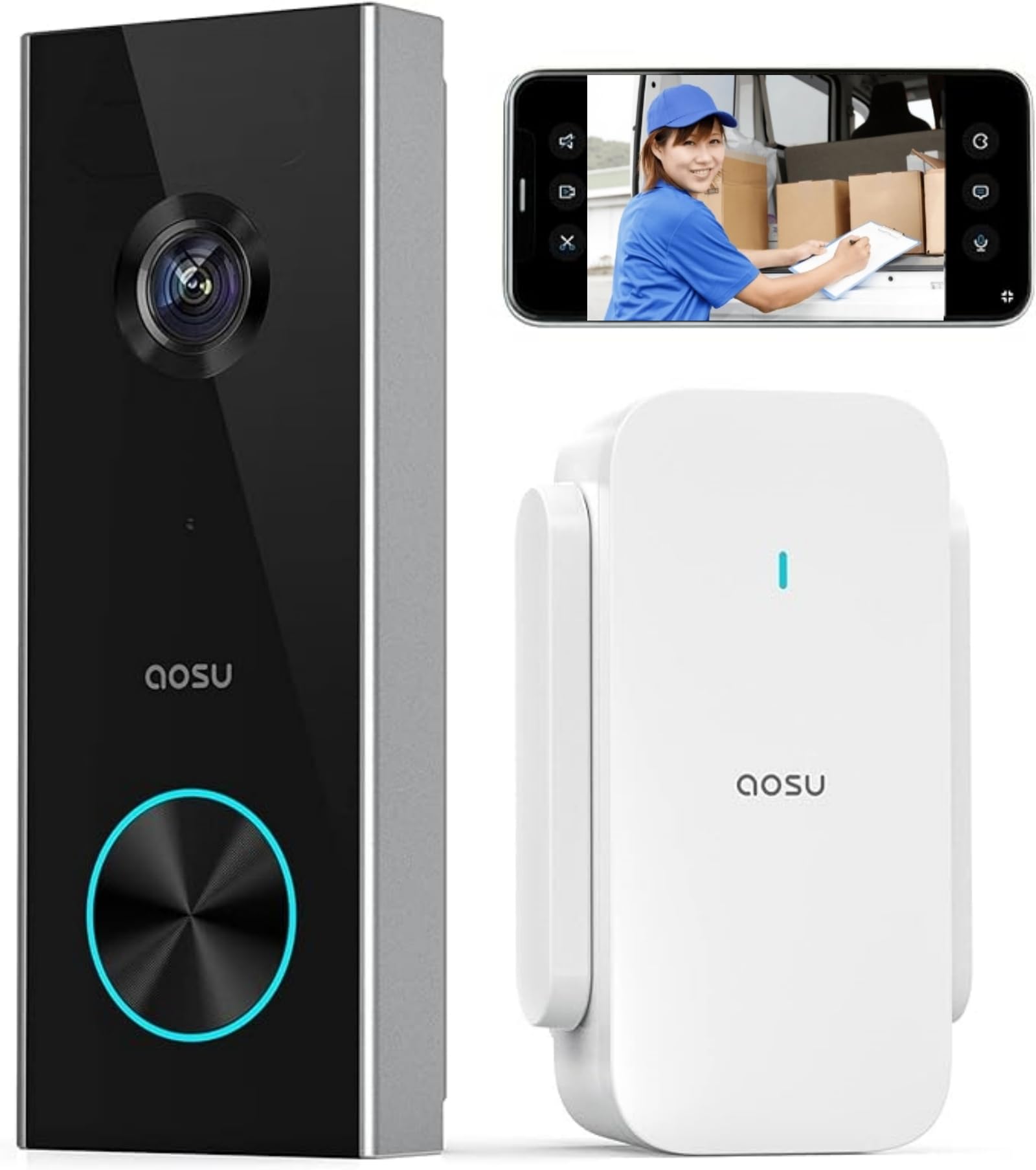 Amazon.co.jp: aosu スマートドアホン ワイヤレス 工事不要 wifi必要