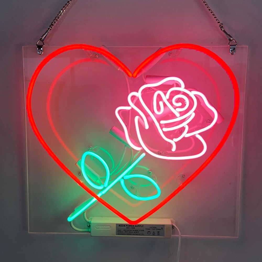 Amazon | ネオンサイン 『心の中のバラ（Rose）』 壁掛け ネオン管