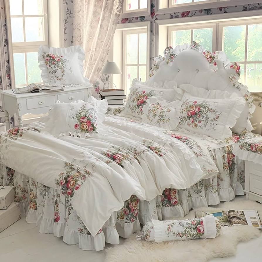 Amazon｜寝具カバーセット 姫系 シングル 花柄 掛け布団カバー3点