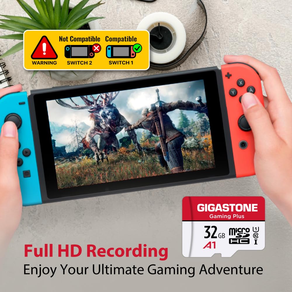 For Switch 1 Only】 Gigastone Micro SD Card 32GB, Gaming Plus
