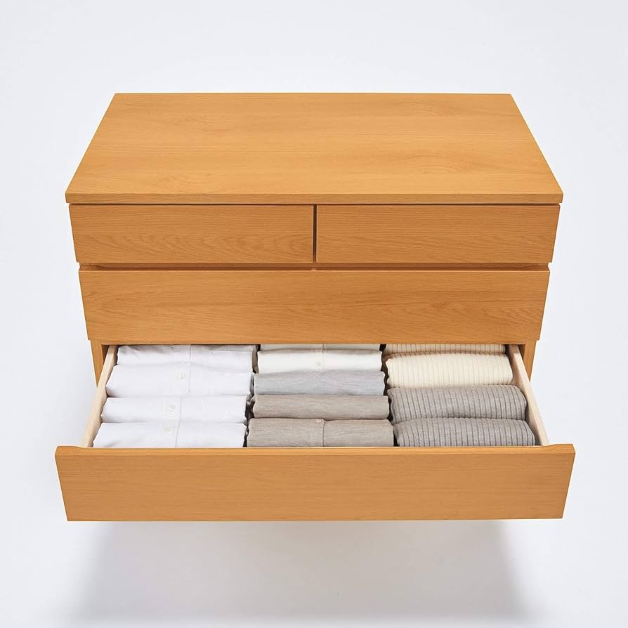Amazon｜無印良品 木製チェスト4段・オーク材 幅88×奥行44×高さ83cm