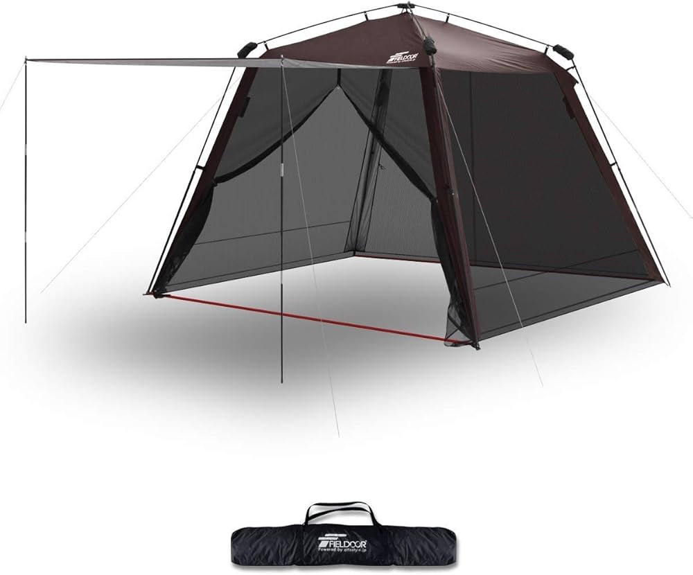 Amazon | FIELDOOR ワンタッチスクリーンテント 【ダークブラウン