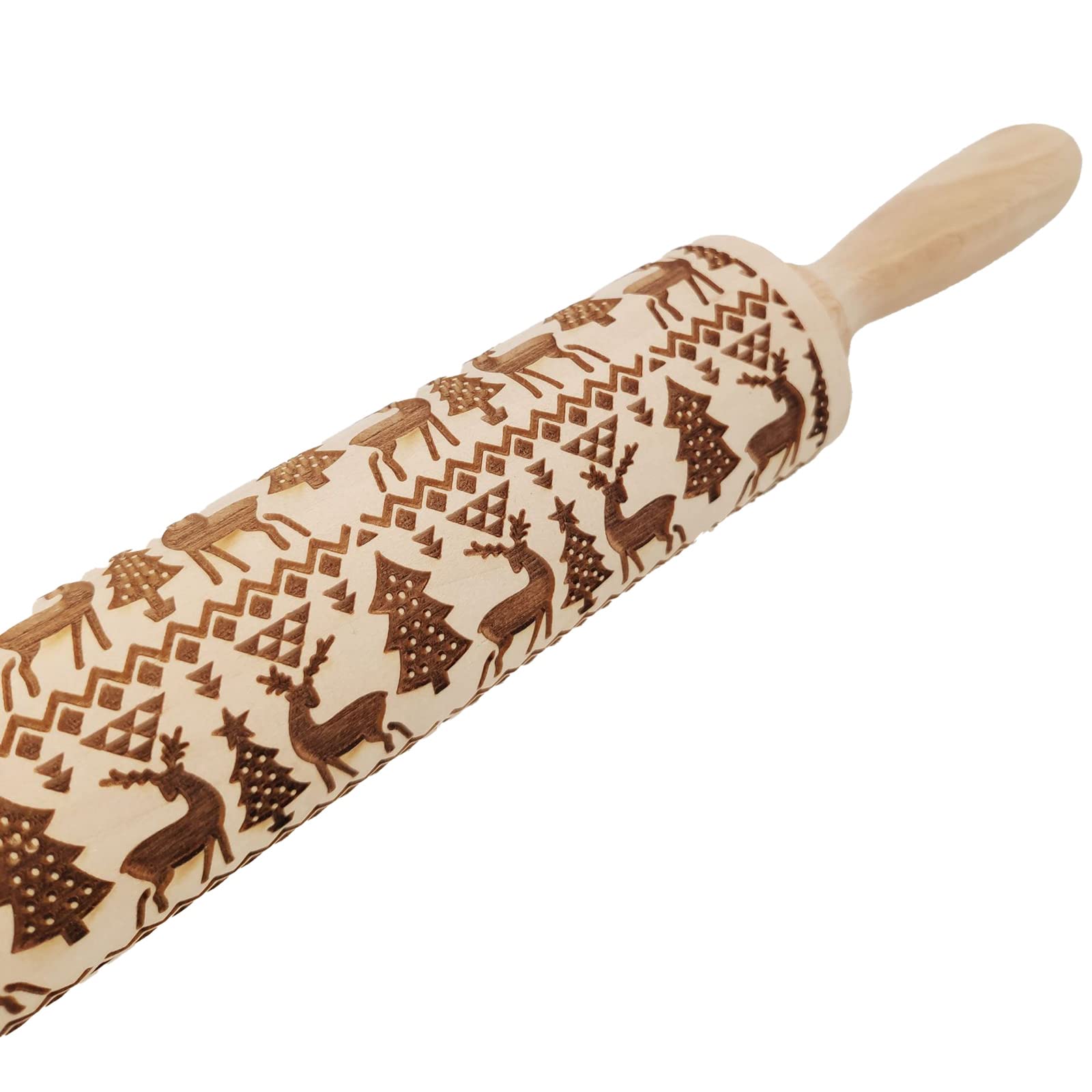 Amazon | めん棒 麺棒 木彫りめん棒 クリスマス 3D模様 エンボス加工