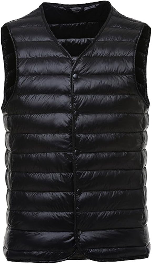 HZCX FASHION Men's V-Neck Button Up Quilted Packable Ultra