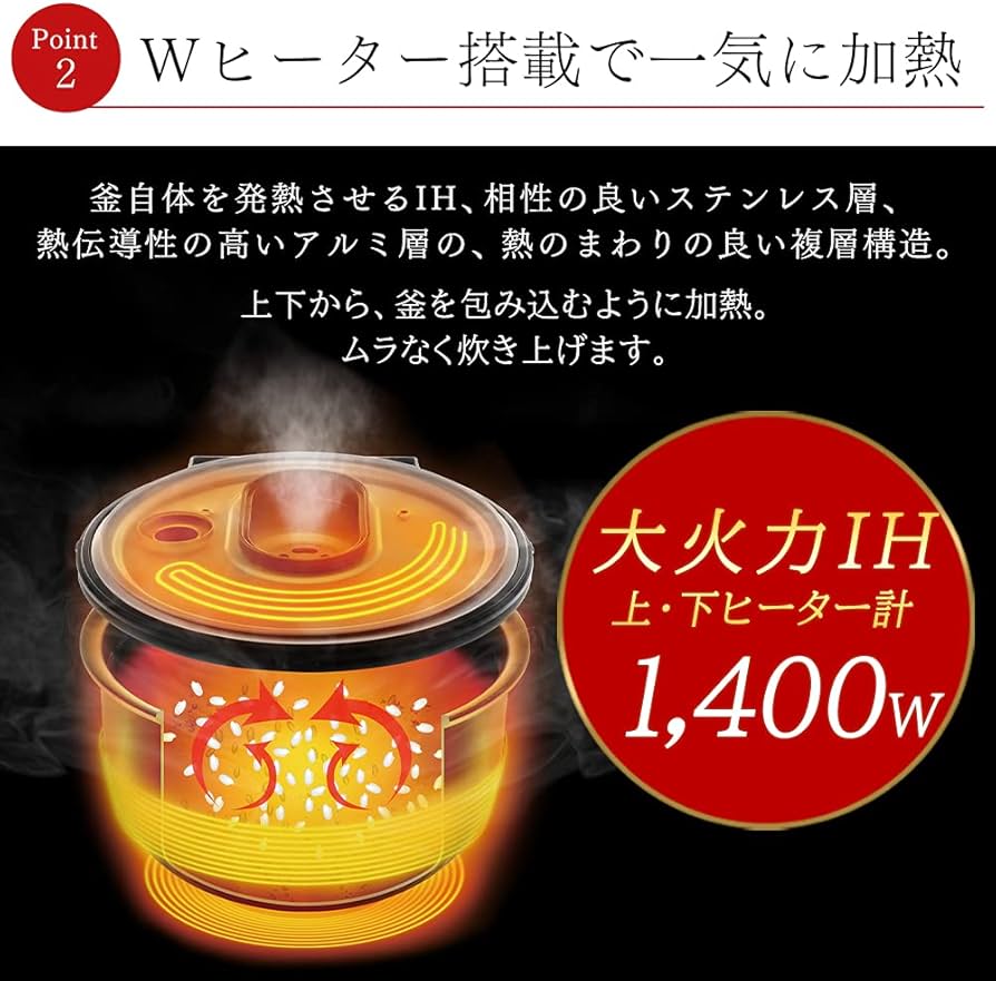 Amazon | アイリスオーヤマ 炊飯器 10合 1升 IH式 40銘柄炊き分け機能